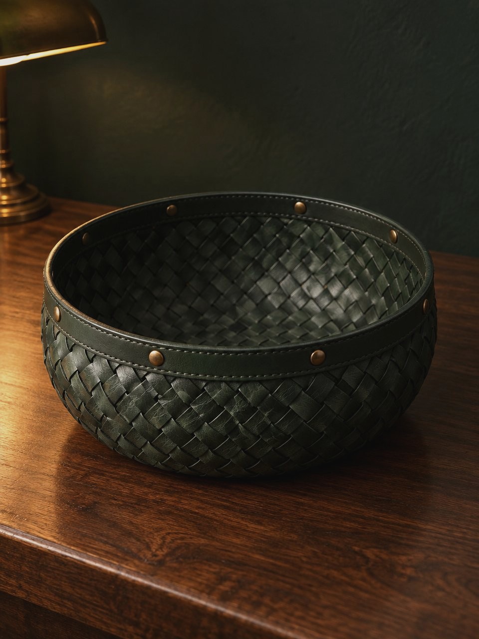 The Riveted Basket in Racing Green